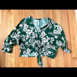Zara cropped top with bow - cute floral print